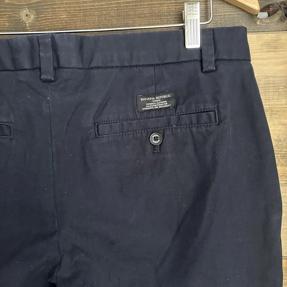 Banana Republic Men’s Aiden Chino Pants 33x32 Navy Blue Slim Fit Cotton Stretch